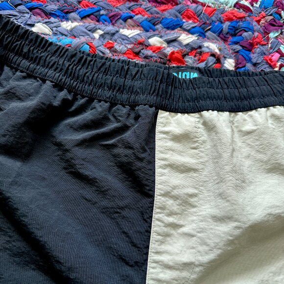 A.LAB Taffy Cherry Dice Black & Beige Two-Tone Board Shorts Men's Size Large 90s - Picture 5 of 15